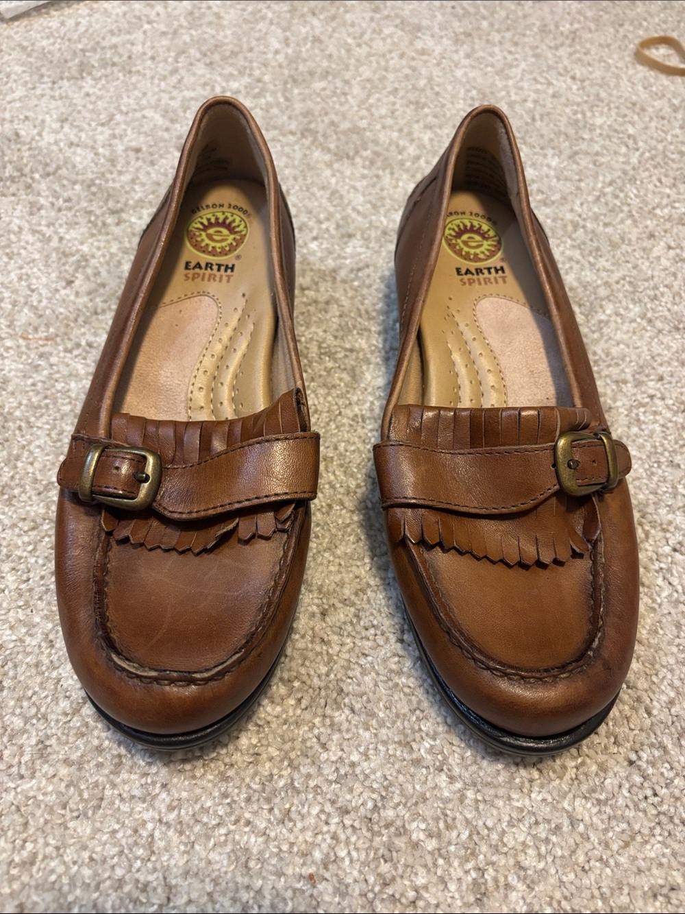 Earth Spirit Women's Brown Leather Kiltie Loafers